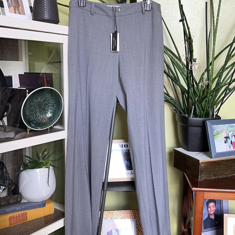 Grey MILLY wide leg, flat front trouser - Picture 3 of 7